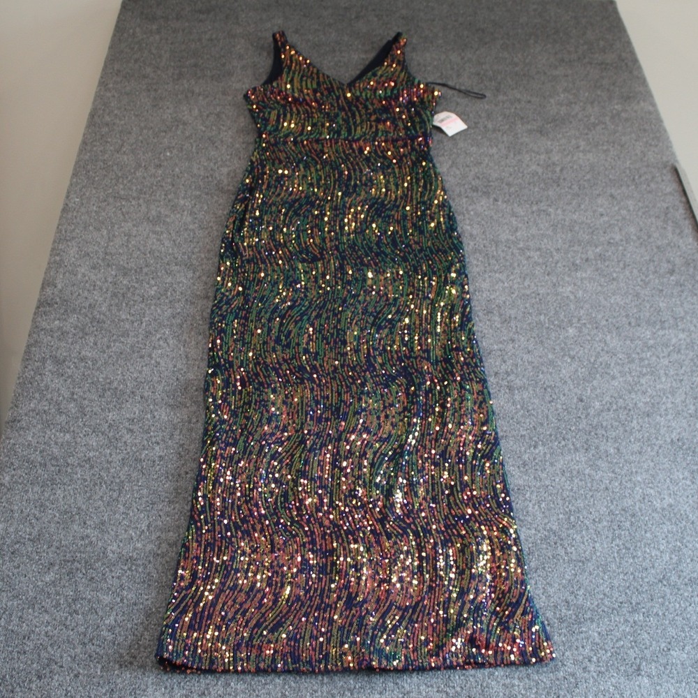Night Way Collections Multicolor Wavy Sequin Maxi Dress
